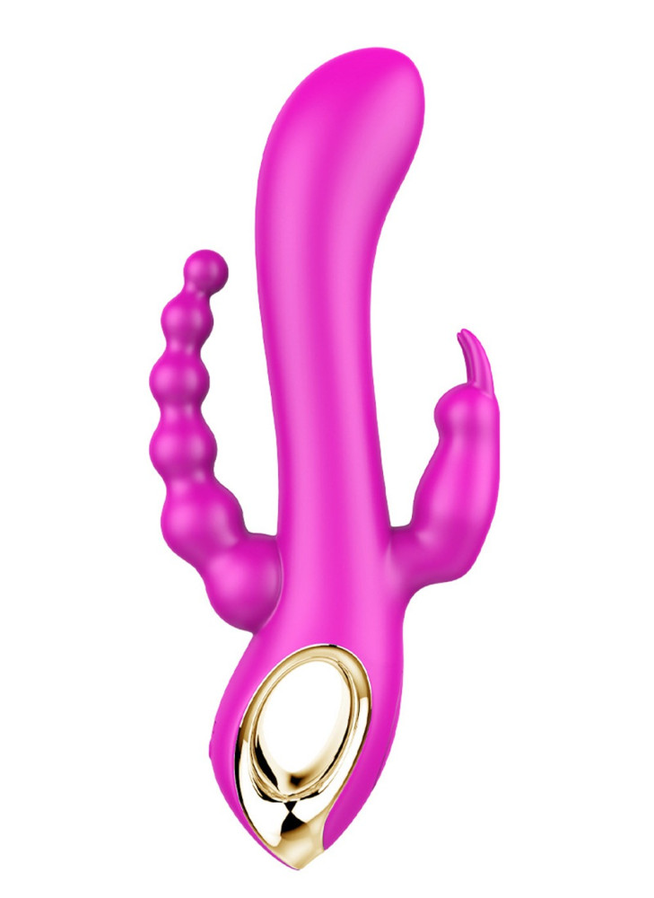 Vibromasseur Rabbit  rose  avec chapelet vibrant - TOZ-024PNK
